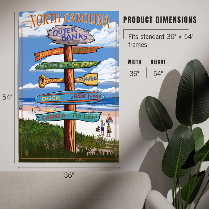 Outer Banks, North Carolina, Destination Signpost, Art & Giclee Prints Art Lantern Press 