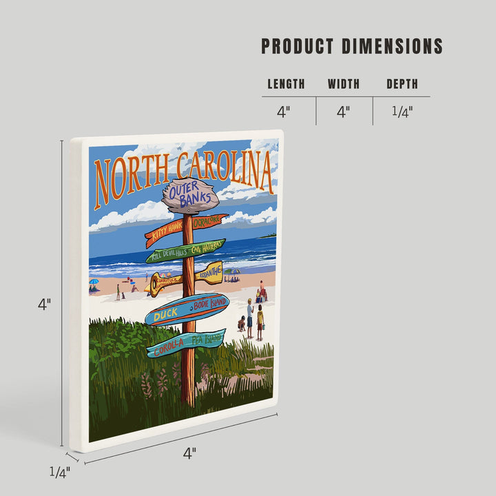 Outer Banks, North Carolina, Destination Signpost, Coasters Coasters Lantern Press 