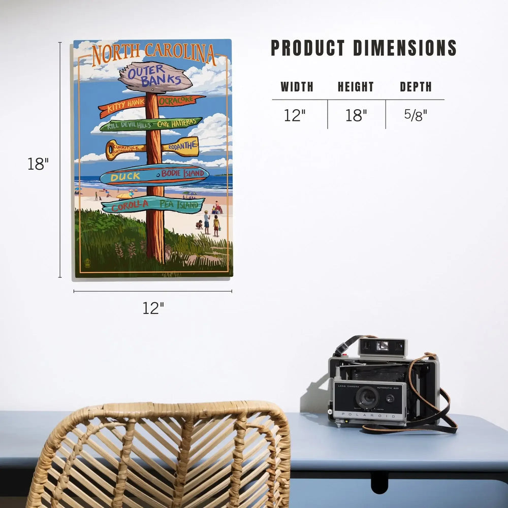 Outer Banks, North Carolina, Destinations Sign, Lantern Press Artwork, Wood Signs and Postcards Wood Lantern Press 