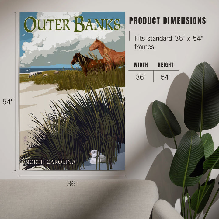 Outer Banks, North Carolina, Horses and Dunes, Art & Giclee Prints Art Lantern Press 