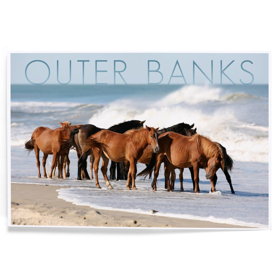 Outer Banks, North Carolina, Horses on Beach, Art & Giclee Prints Art Lantern Press 