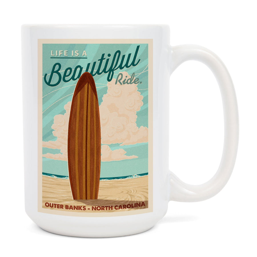 Outer Banks, North Carolina, Life is a Beautiful Ride, lantern Press Artwork, Ceramic Mug Mugs Lantern Press 