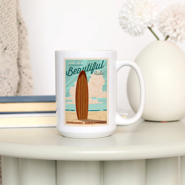 Outer Banks, North Carolina, Life is a Beautiful Ride, lantern Press Artwork, Ceramic Mug Mugs Lantern Press 