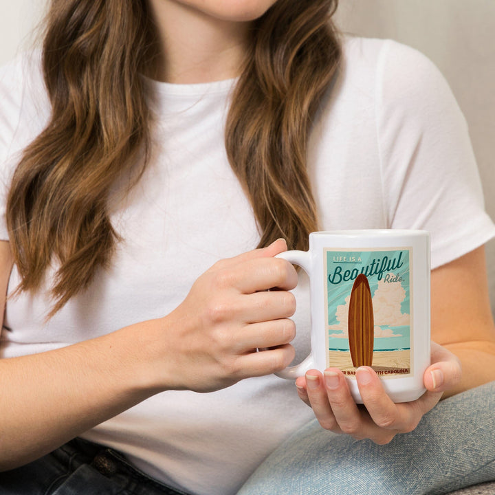 Outer Banks, North Carolina, Life is a Beautiful Ride, lantern Press Artwork, Ceramic Mug Mugs Lantern Press 