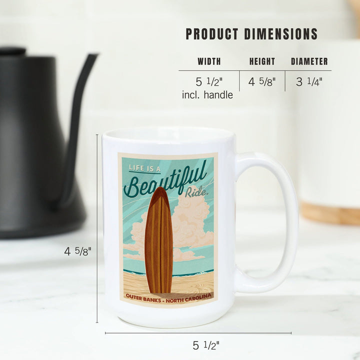 Outer Banks, North Carolina, Life is a Beautiful Ride, lantern Press Artwork, Ceramic Mug Mugs Lantern Press 