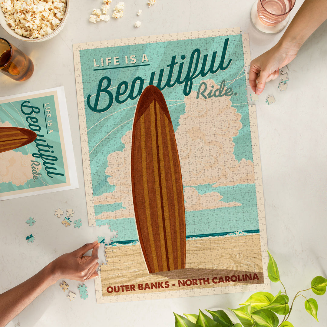 Outer Banks, North Carolina, Life is a Beautiful Ride, lantern Press Artwork, Jigsaw Puzzle Puzzle Lantern Press 