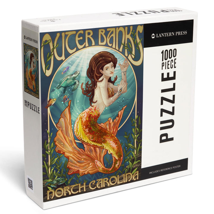 Outer Banks, North Carolina, Mermaid, Jigsaw Puzzle Puzzle Lantern Press 