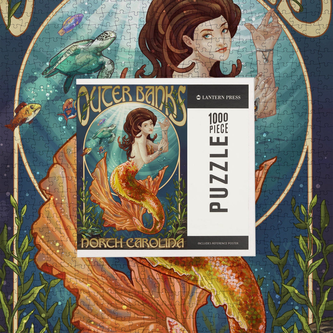 Outer Banks, North Carolina, Mermaid, Jigsaw Puzzle Puzzle Lantern Press 