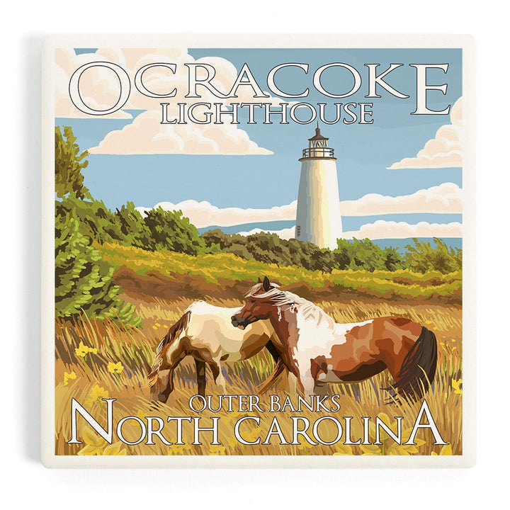 Outer Banks, North Carolina, Ocracoke Lighthouse, Coasters Coasters Lantern Press 