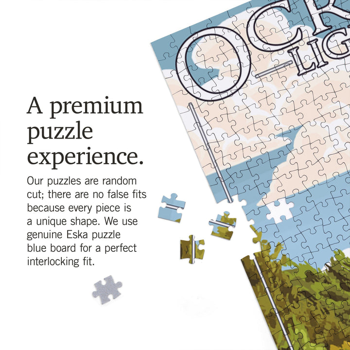 Outer Banks, North Carolina, Ocracoke Lighthouse, Jigsaw Puzzle Puzzle Lantern Press 