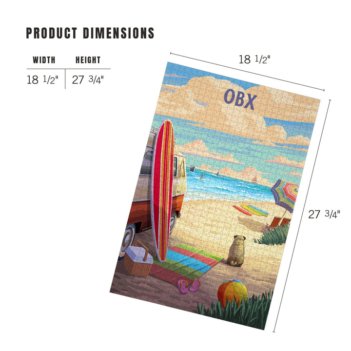 Outer Banks, North Carolina, Painterly, Beach Activities, Jigsaw Puzzle Puzzle Lantern Press 
