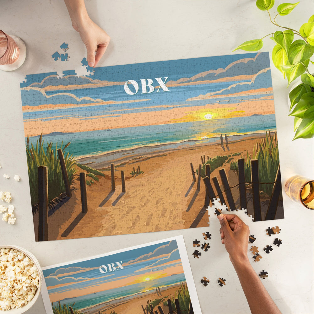 Outer Banks, North Carolina, Painterly, Sand Soul Sun, Beach Path, Jigsaw Puzzle Puzzle Lantern Press 