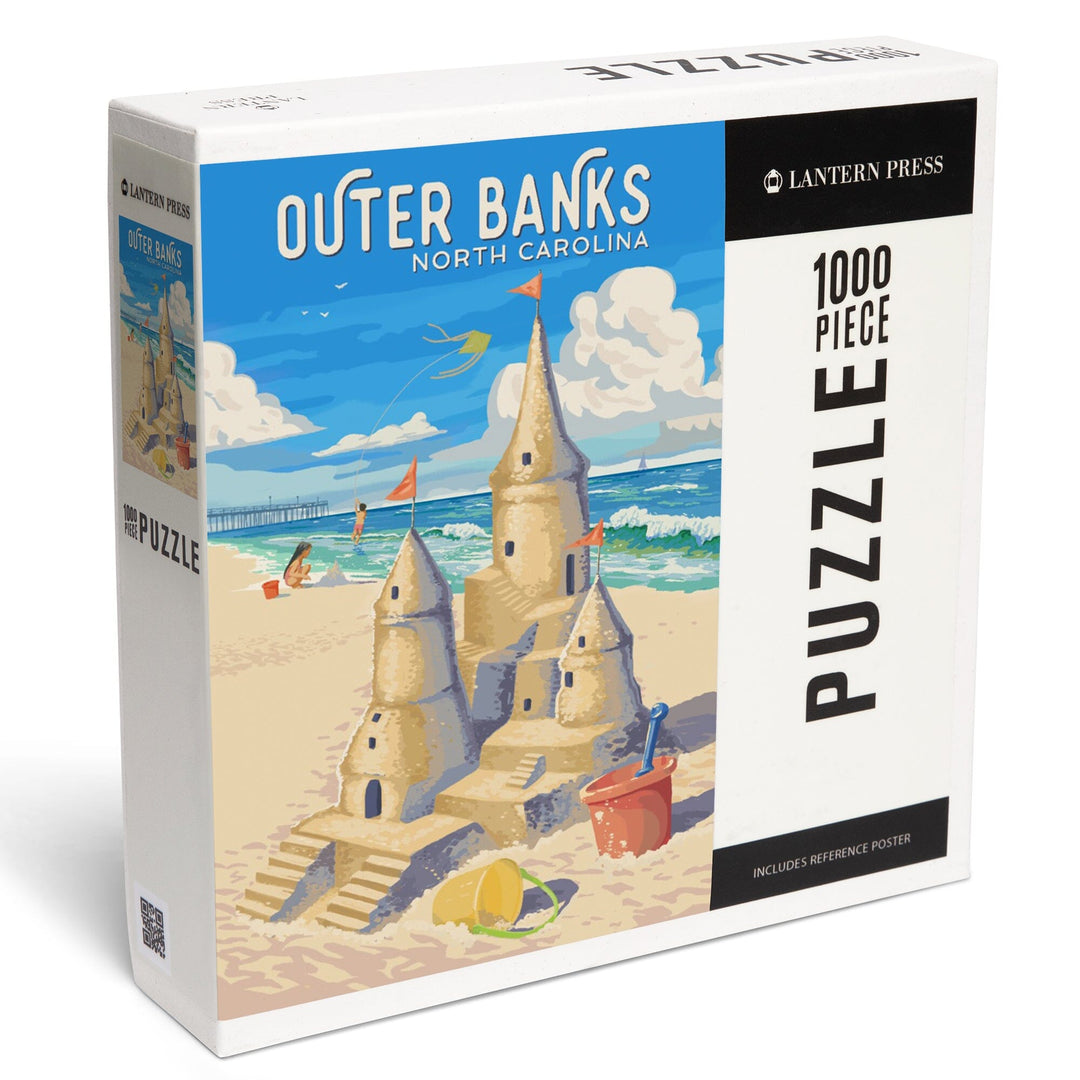 Outer Banks, North Carolina, Painterly, Soak Up Summer, Sand Castle, Jigsaw Puzzle Puzzle Lantern Press 