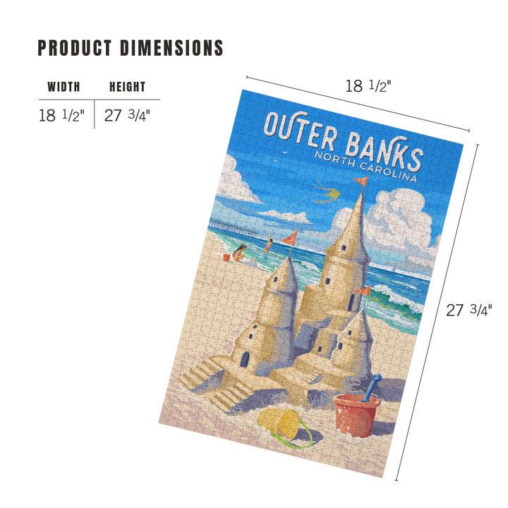 Outer Banks, North Carolina, Painterly, Soak Up Summer, Sand Castle, Jigsaw Puzzle Puzzle Lantern Press 