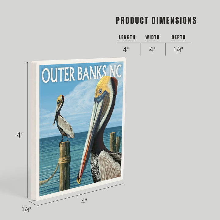 Outer Banks, North Carolina, Pelicans, Coasters Coasters Lantern Press 
