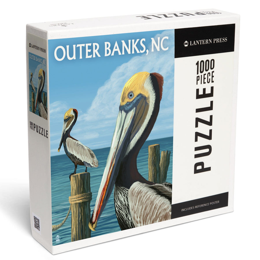 Outer Banks, North Carolina, Pelicans, Jigsaw Puzzle Puzzle Lantern Press 