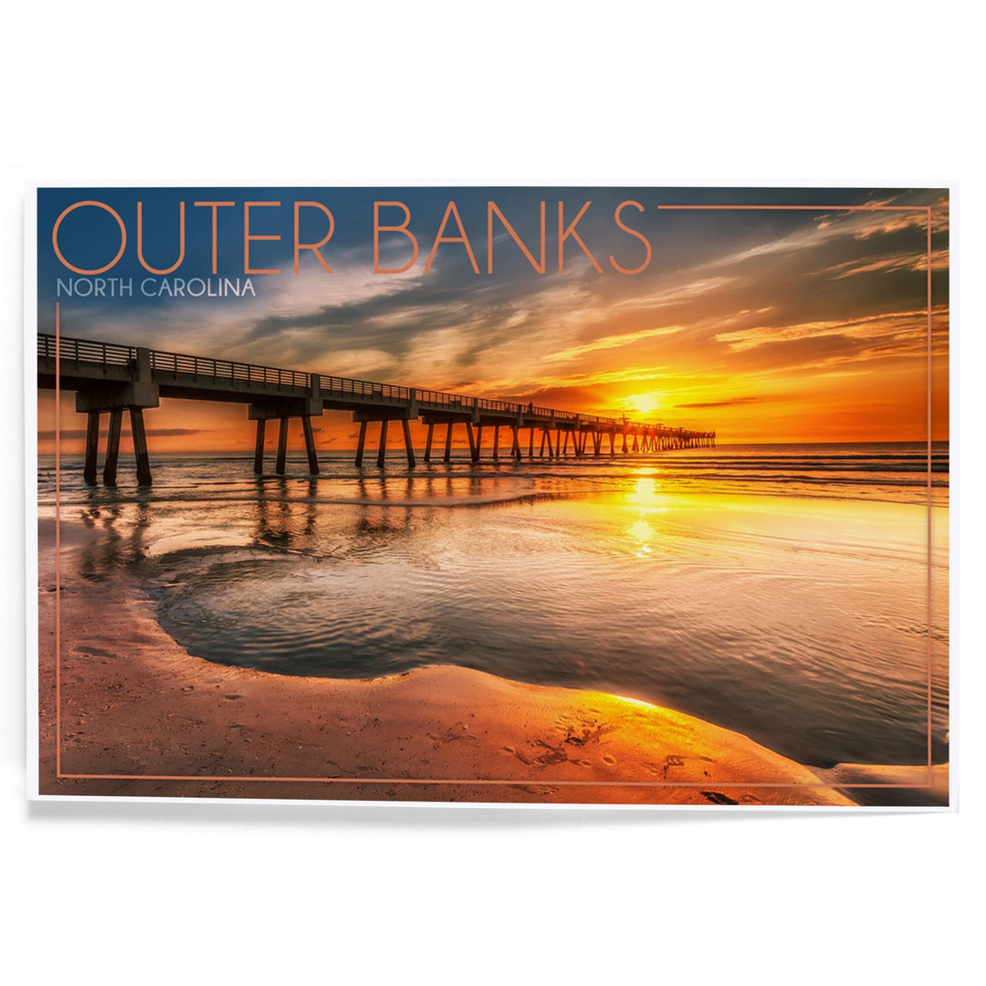 Outer Banks, North Carolina, Pier and Sunset, Art & Giclee Prints Art Lantern Press 