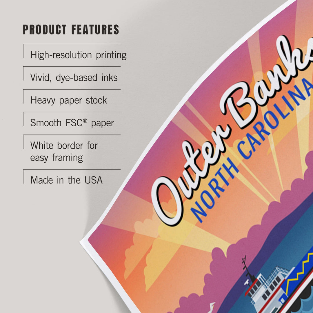 Outer Banks, North Carolina, Retro Scenes, Art & Giclee Prints Art Lantern Press 
