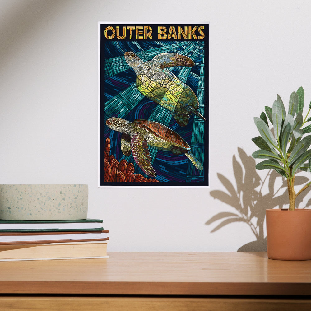 Outer Banks, North Carolina, Sea Turtle Mosaic, Art & Giclee Prints Art Lantern Press 