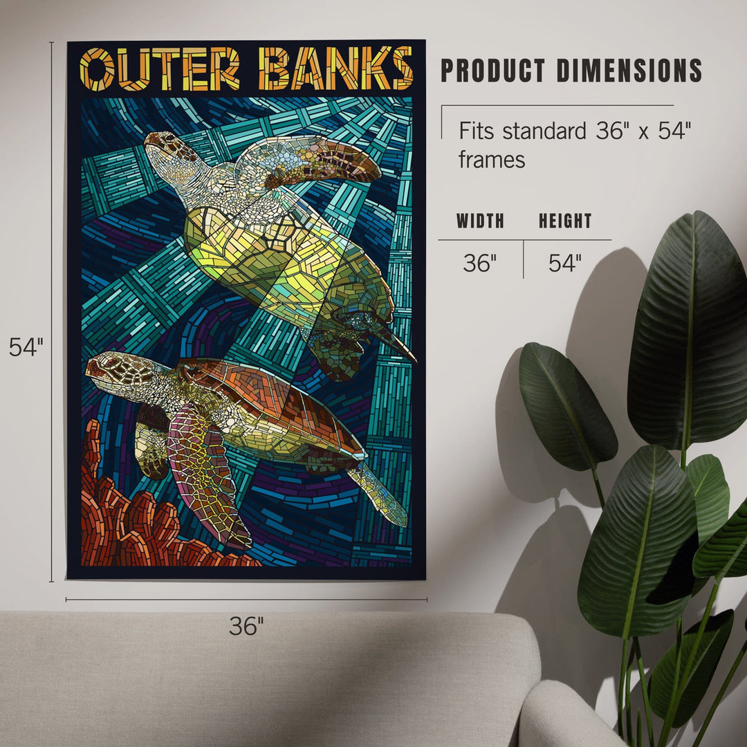 Outer Banks, North Carolina, Sea Turtle Mosaic, Art & Giclee Prints Art Lantern Press 