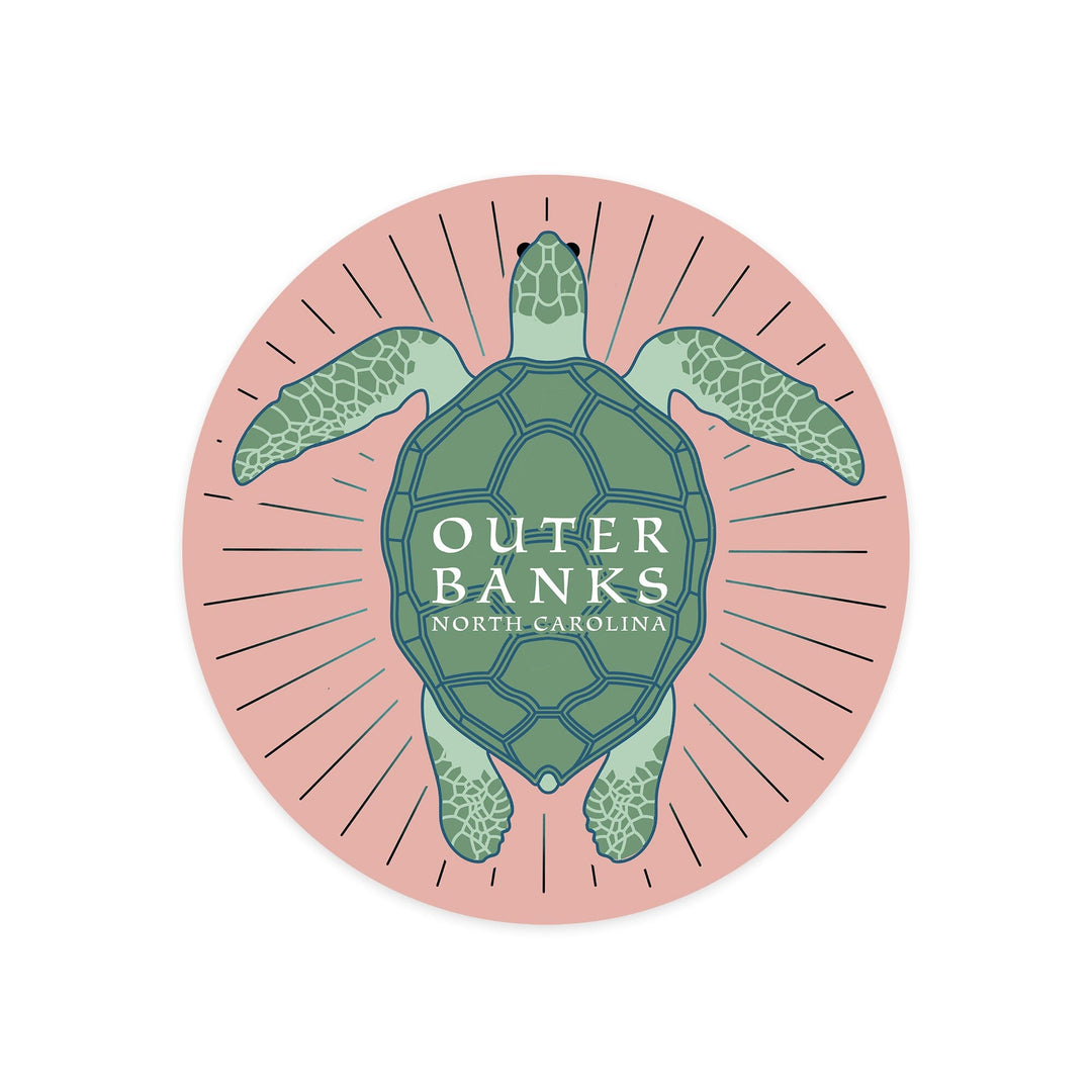 Outer Banks, North Carolina, Sea Turtle Outline, Contour, Lantern Press Artwork, Vinyl Sticker Sticker Lantern Press 