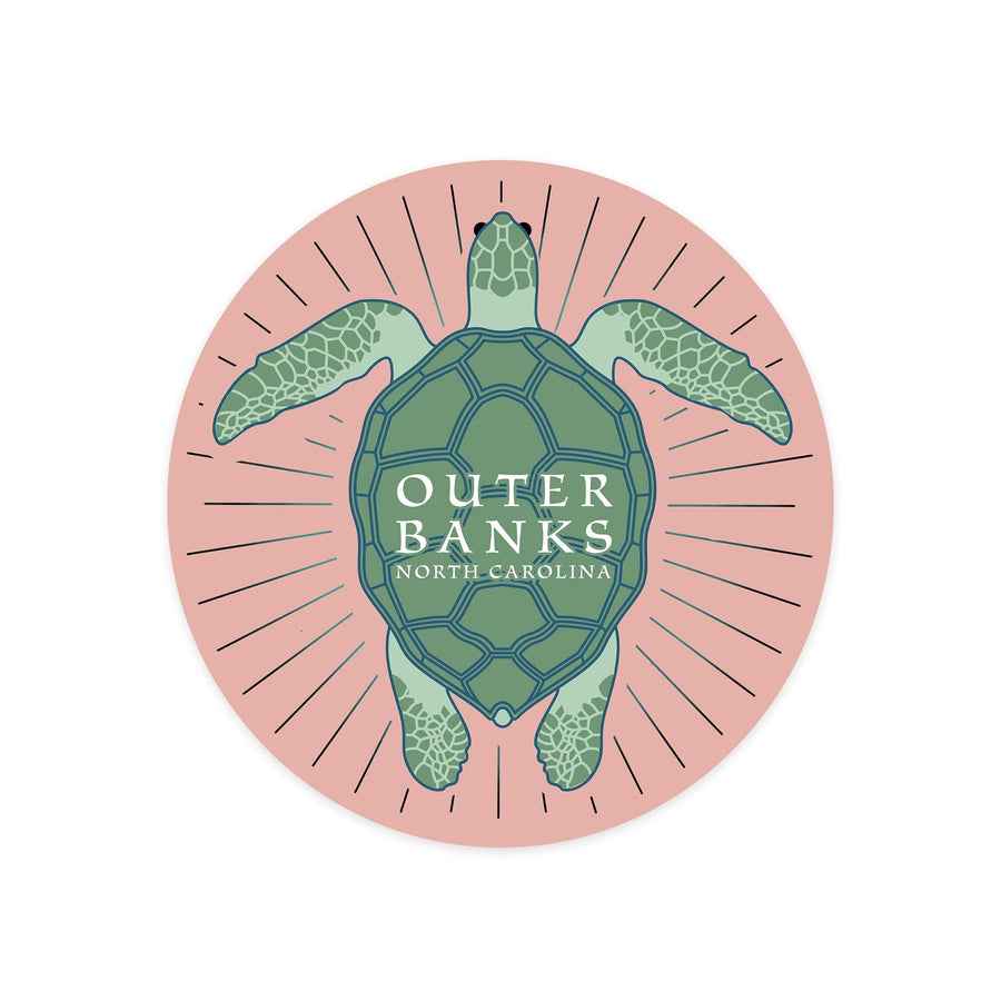 Outer Banks, North Carolina, Sea Turtle Outline, Contour, Lantern Press Artwork, Vinyl Sticker Sticker Lantern Press 