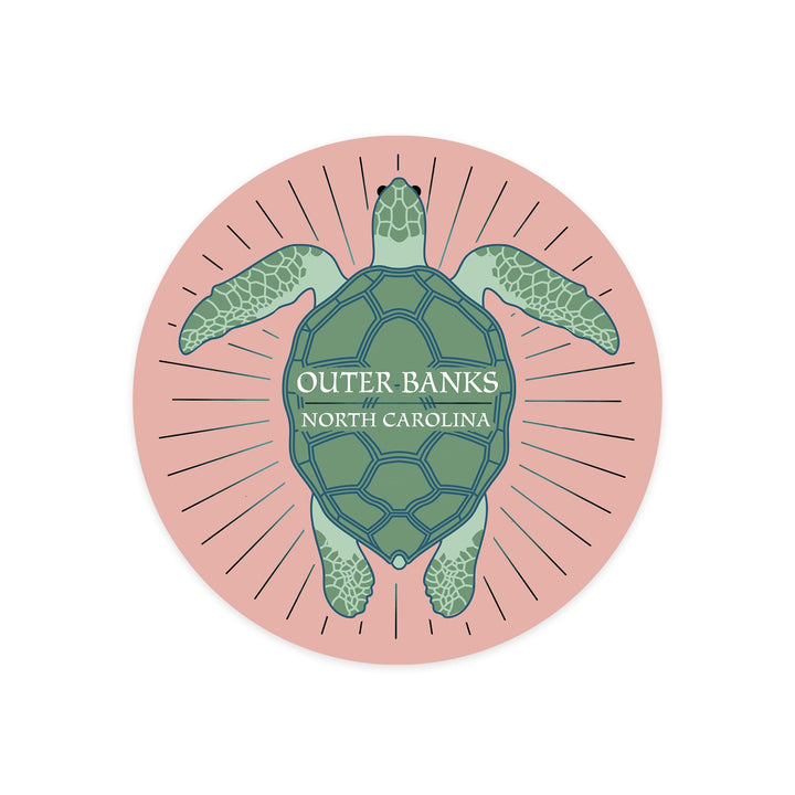 Outer Banks, North Carolina, Sea Turtle, Pink, Contour Press, Vinyl Sticker Sticker Lantern Press 