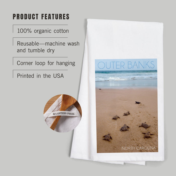 Outer Banks, North Carolina, Sea Turtles Hatching, Organic Cotton Kitchen Tea Towels Kitchen Lantern Press 