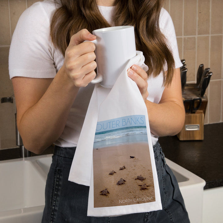Outer Banks, North Carolina, Sea Turtles Hatching, Organic Cotton Kitchen Tea Towels Kitchen Lantern Press 