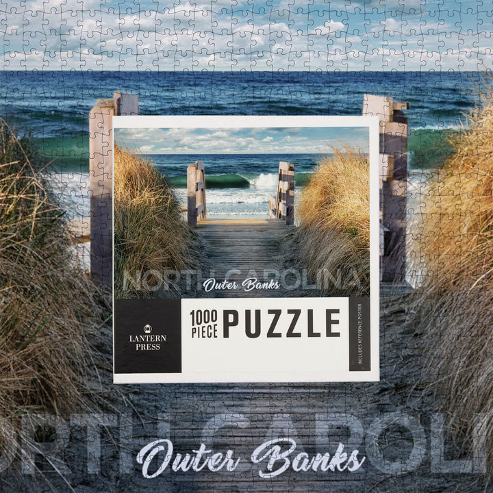 Outer Banks, North Carolina, Stairs to Beach, Jigsaw Puzzle Puzzle Lantern Press 