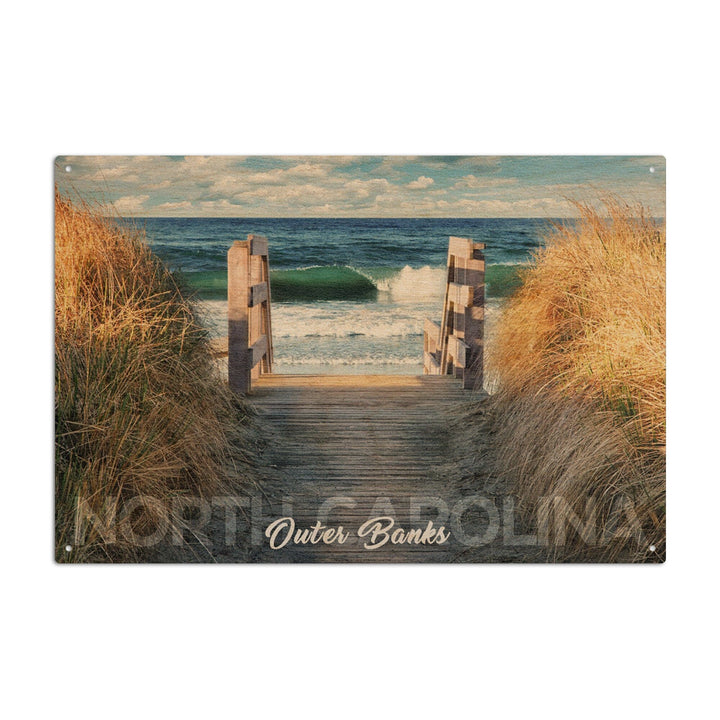 Outer Banks, North Carolina, Stairs to Beach, Lantern Press Photography, Wood Signs and Postcards Wood Lantern Press 6x9 Wood Sign 