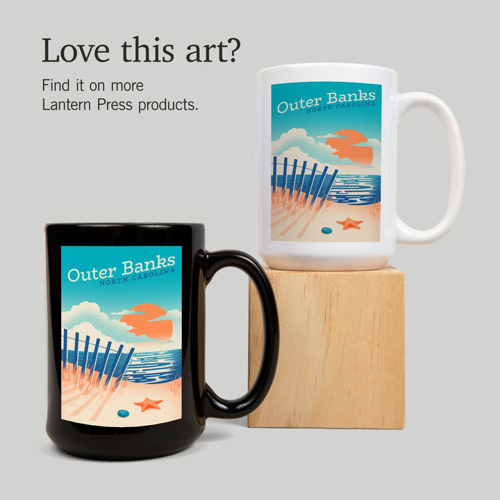 Outer Banks, North Carolina, Sun-faded Shoreline Collection, Glowing Shore, Beach Scene, Ceramic Mug Mugs Lantern Press 