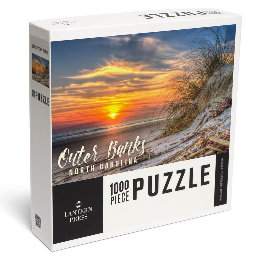 Outer Banks, North Carolina, Sunset on Beach, Jigsaw Puzzle Puzzle Lantern Press 