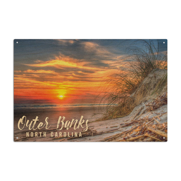 Outer Banks, North Carolina, Sunset on Beach, Lantern Press Photography, Wood Signs and Postcards Wood Lantern Press 10 x 15 Wood Sign 