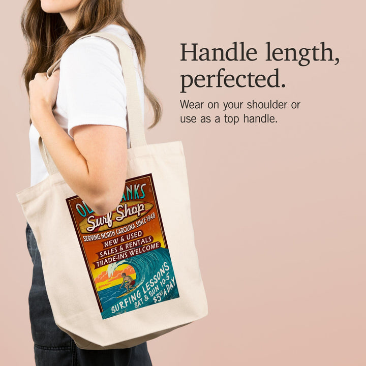 Outer Banks, North Carolina, Surf Shop Vintage Sign, Tote Bag Totes Lantern Press 