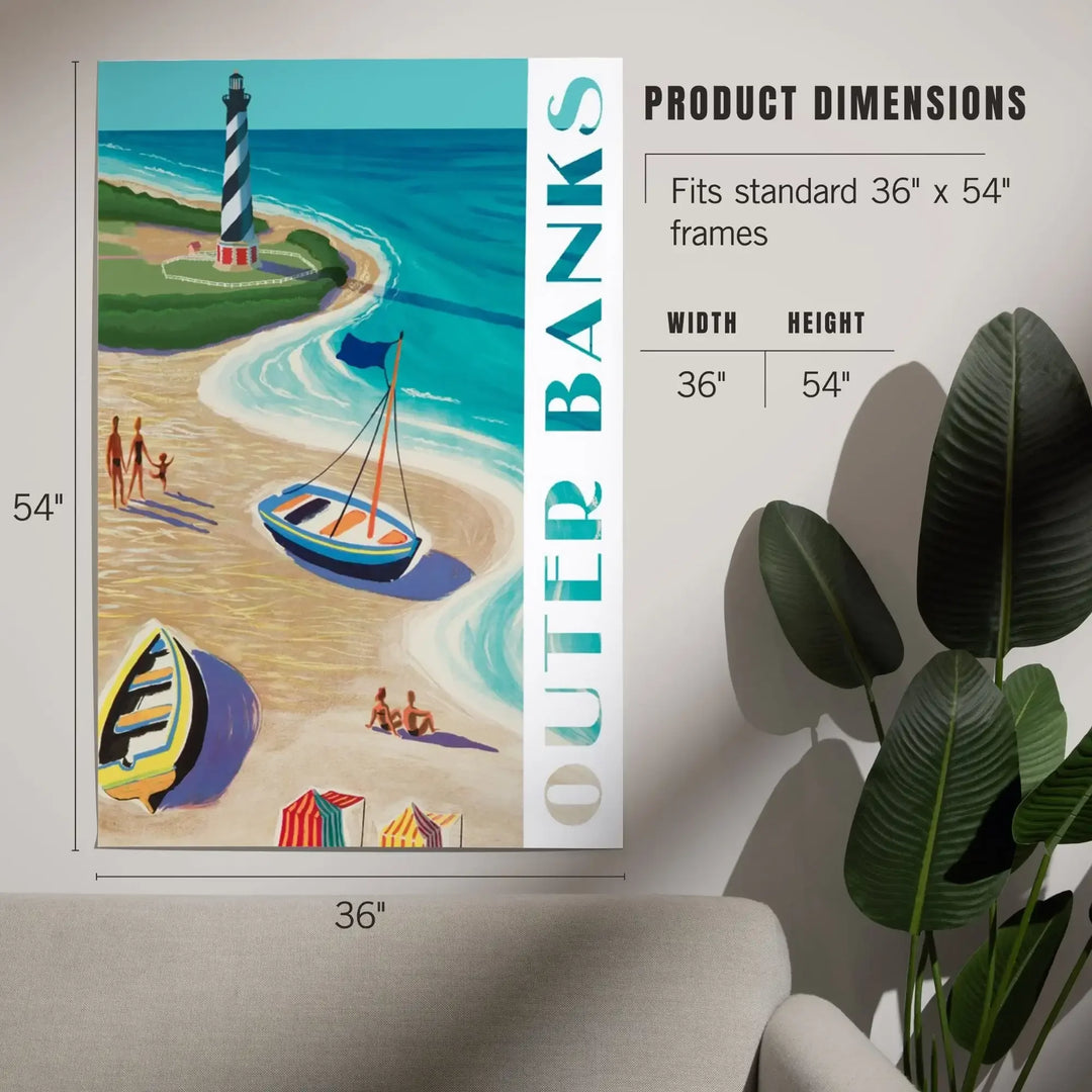 Outer Banks, North Carolina, Vintage Beach Scene, Art & Giclee Prints Art Lantern Press 