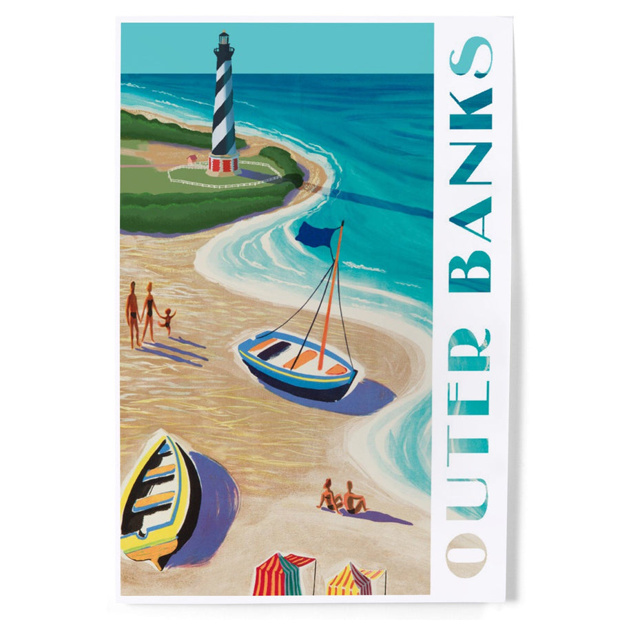 Outer Banks, North Carolina, Vintage Beach Scene, Art & Giclee Prints Art Lantern Press 