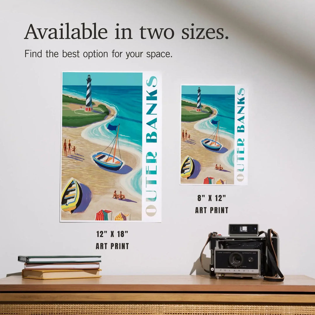 Outer Banks, North Carolina, Vintage Beach Scene, Art & Giclee Prints Art Lantern Press 