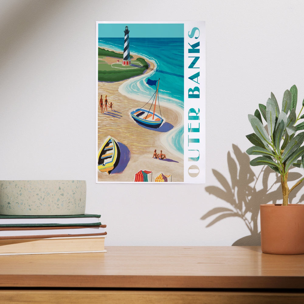 Outer Banks, North Carolina, Vintage Beach Scene, Art & Giclee Prints Art Lantern Press 