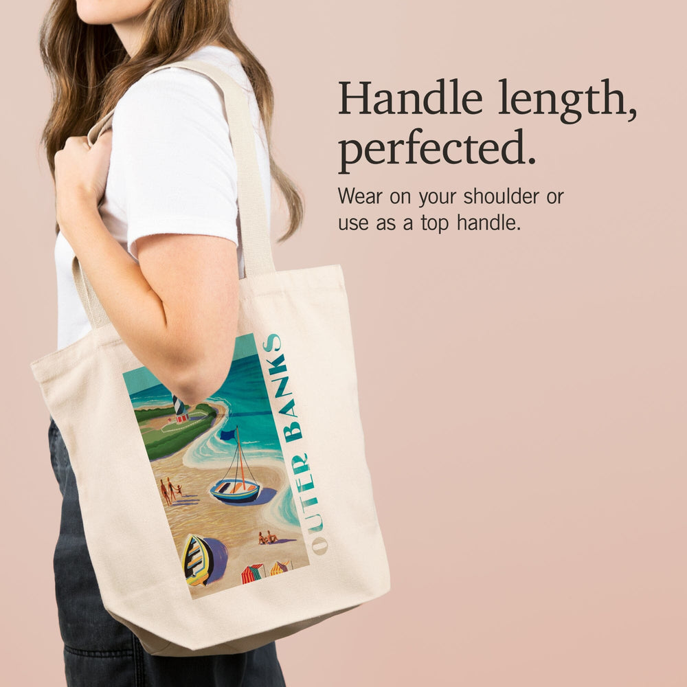 Outer Banks, North Carolina, Vintage Beach Scene, Tote Bag Totes Lantern Press 
