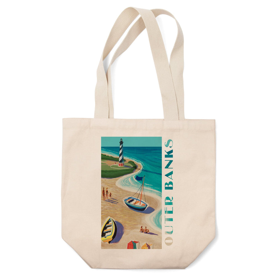 Outer Banks, North Carolina, Vintage Beach Scene, Tote Bag Totes Lantern Press 