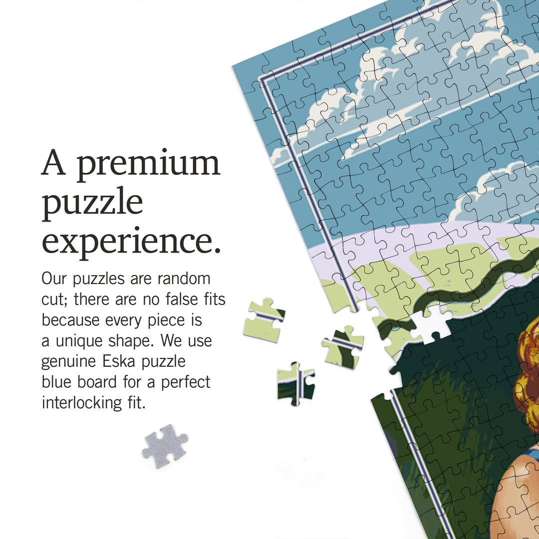 Outer Banks, North Carolina, Woman on Beach, Jigsaw Puzzle Puzzle Lantern Press 
