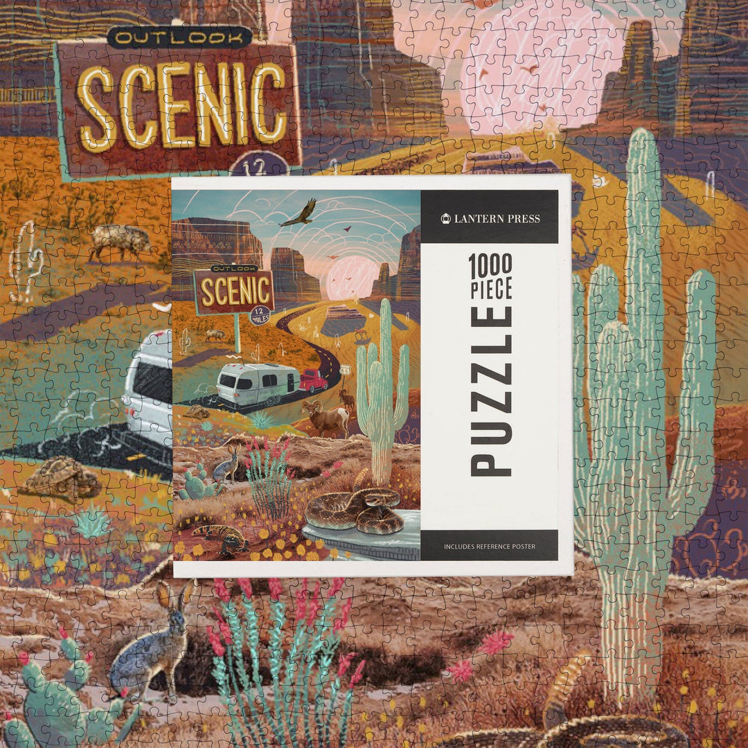 Outlook Scenic Collage, Desert, Jigsaw Puzzle Puzzle Lantern Press 