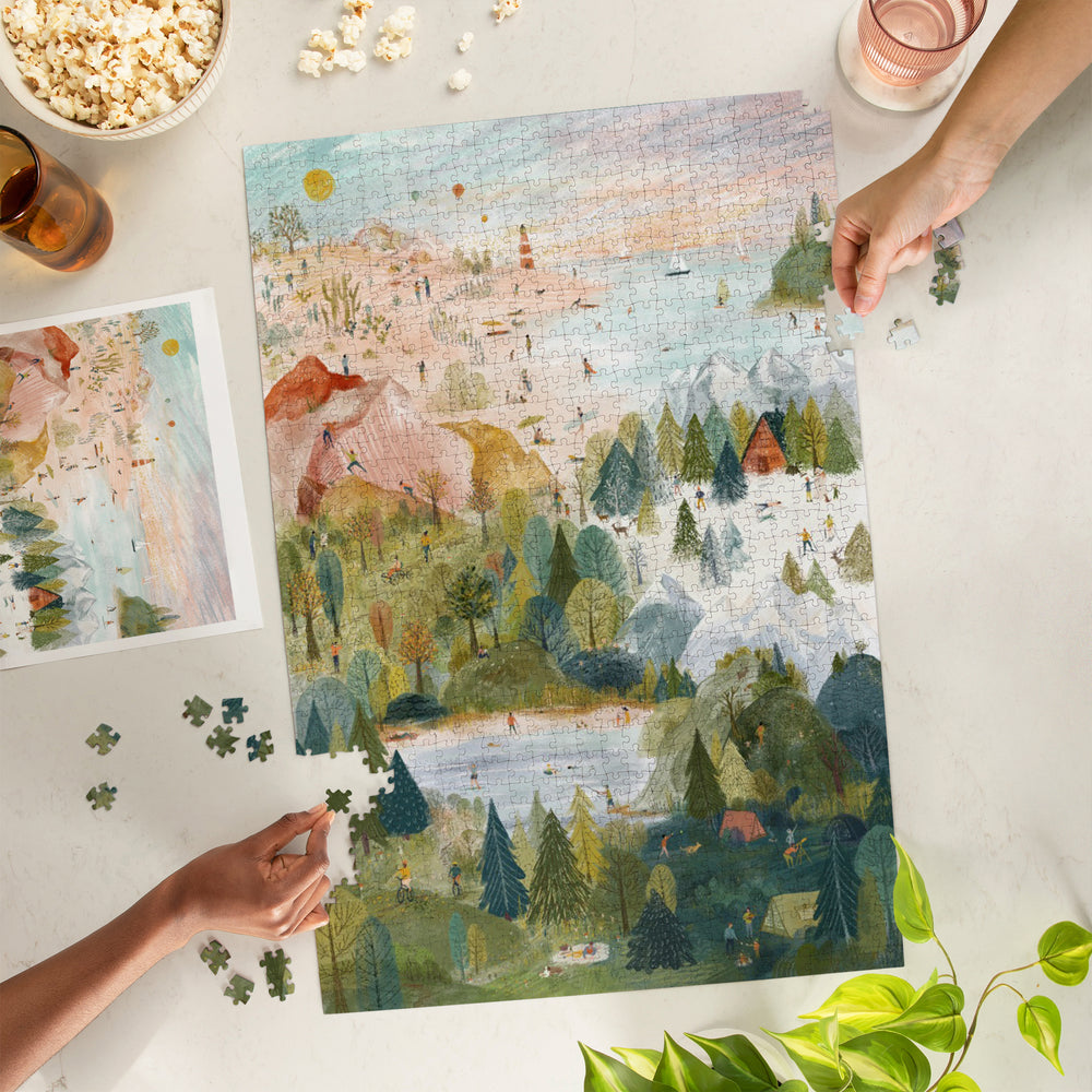 Outside Life, Outdoor Scene, Jigsaw Puzzle Puzzle Lantern Press 