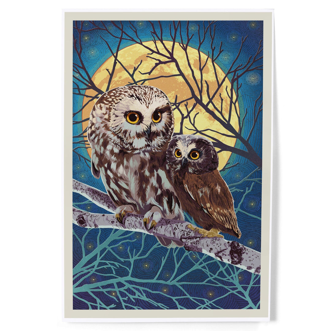 Owl and Owlet, Letterpress, Art & Giclee Prints Art Lantern Press 