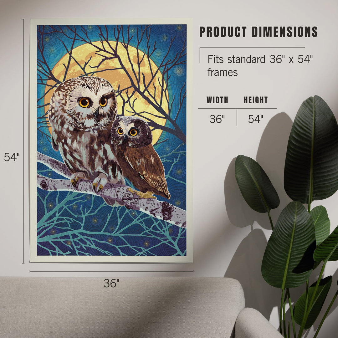 Owl and Owlet, Letterpress, Art & Giclee Prints Art Lantern Press 