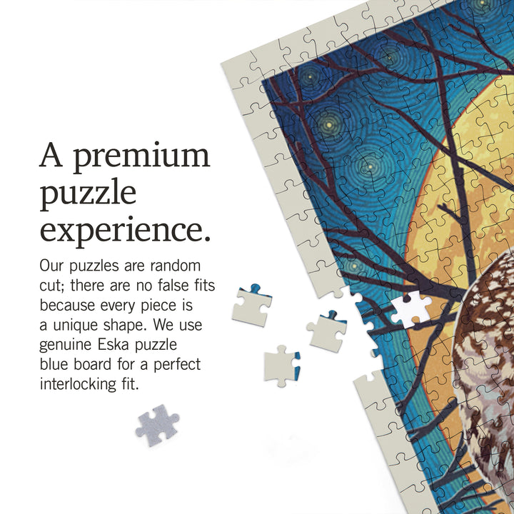 Owl and Owlet, Letterpress, Jigsaw Puzzle Puzzle Lantern Press 
