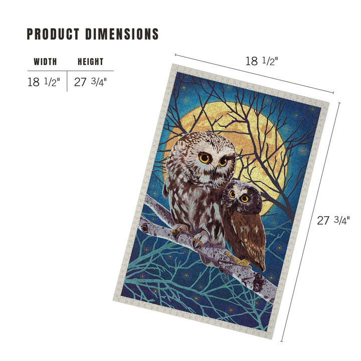 Owl and Owlet, Letterpress, Jigsaw Puzzle Puzzle Lantern Press 