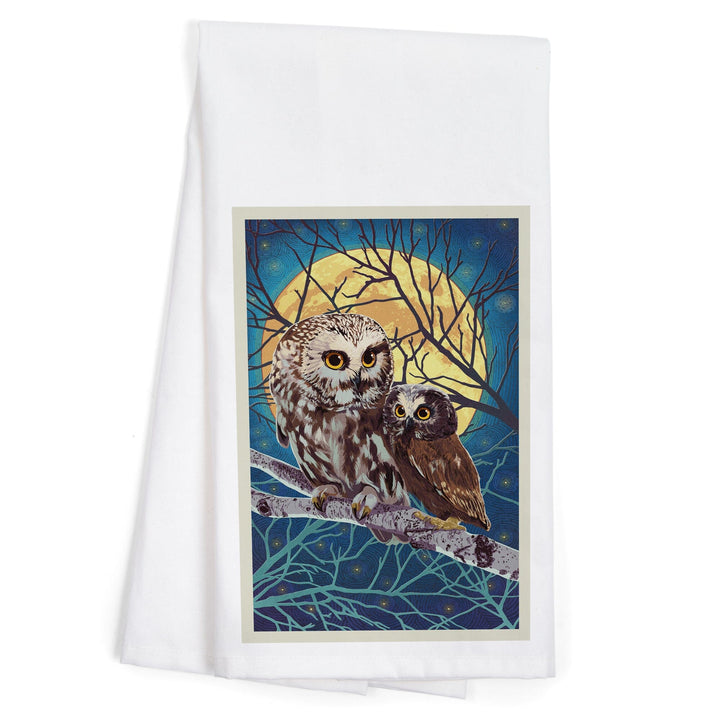 Owl and Owlet, Letterpress, Organic Cotton Kitchen Tea Towels Kitchen Lantern Press 