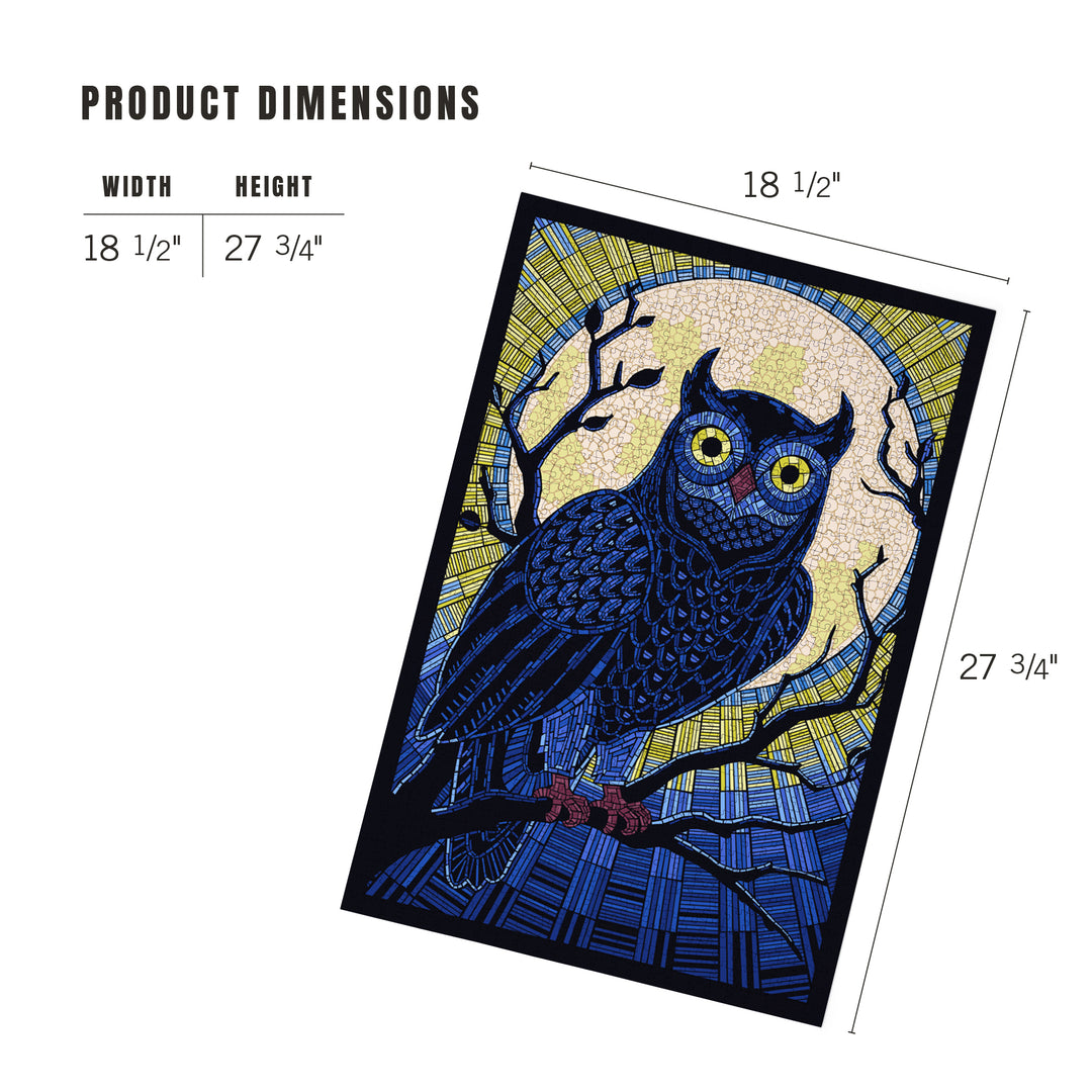 Owl, Paper Mosaic, Jigsaw Puzzle Puzzle Lantern Press 